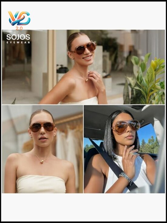 Retro Oversized 90s Aviator Square Sunglasses Trending Vintage Shades main image 6